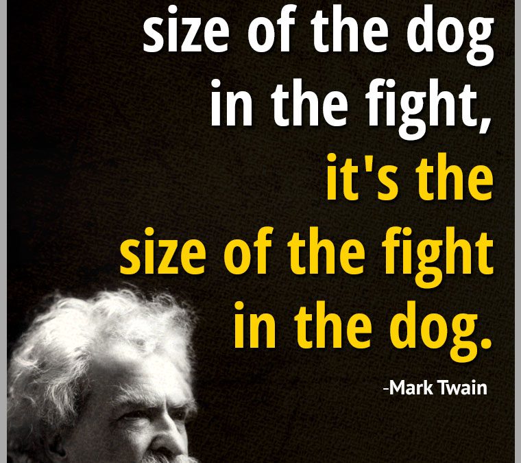 “It’s not the size of the dog in the fight, it’s the size of the fight in the dog.”